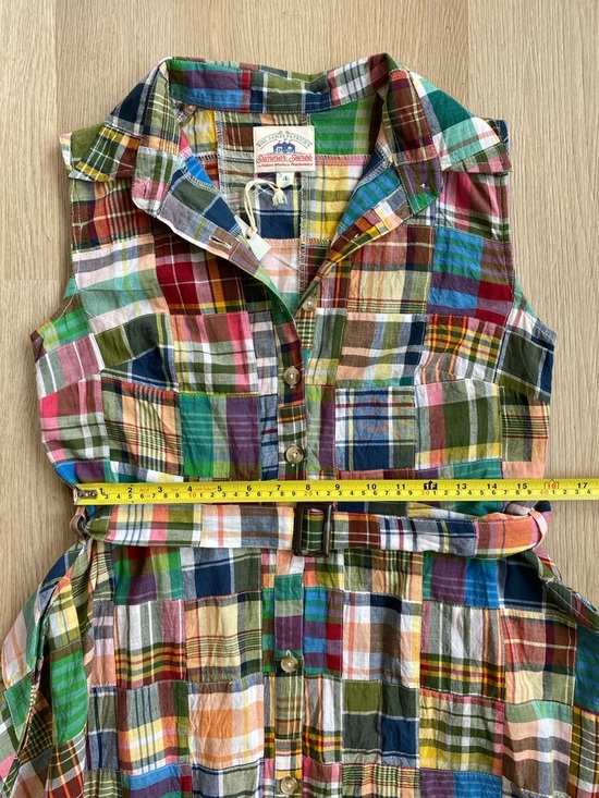 Kiel James Patrick Summer Soirée Madras Patchwork Belted Shirt Dress 100% Cotton - Picture 8 of 11